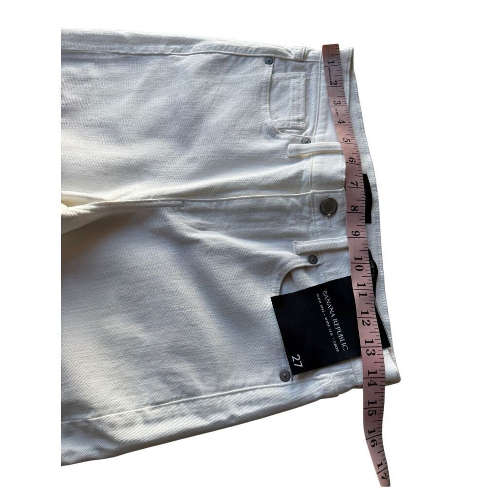 Banana Republic High Rise Wide Leg Cropped Pants In White - Picture 7 of 8